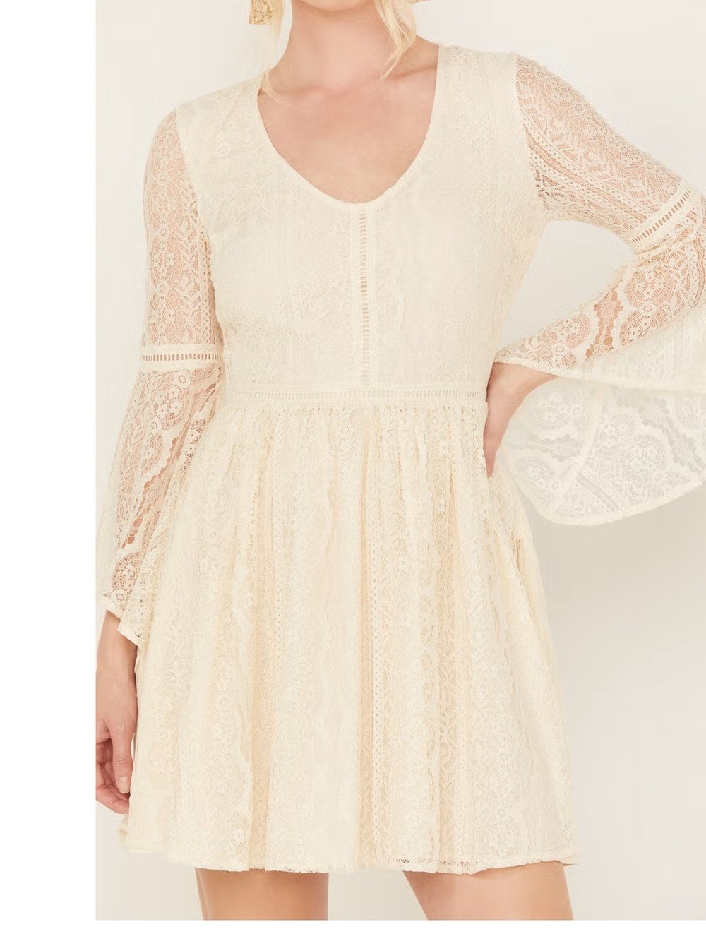 SHYANNE Lace Western Dress Cream Size XS Boho Romantic Mini Dress - Picture 13 of 13